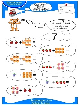 Çocuklar İçin toplam işlemi yaprak testleri 